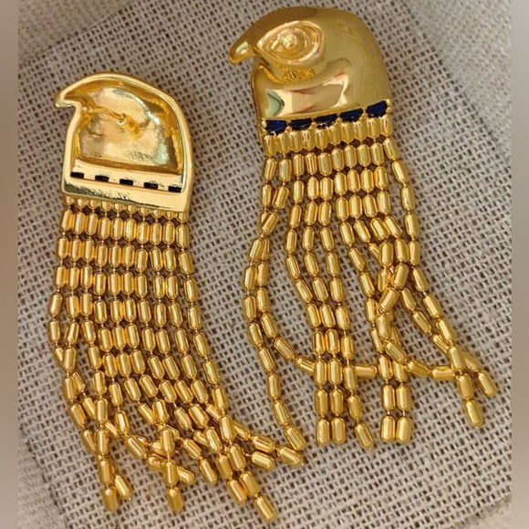 Eagle Plume~ Hawk Falcon Raptor Bird of Prey Chain Fringe Tassel Trim 22K Dangle - Picture 9 of 16